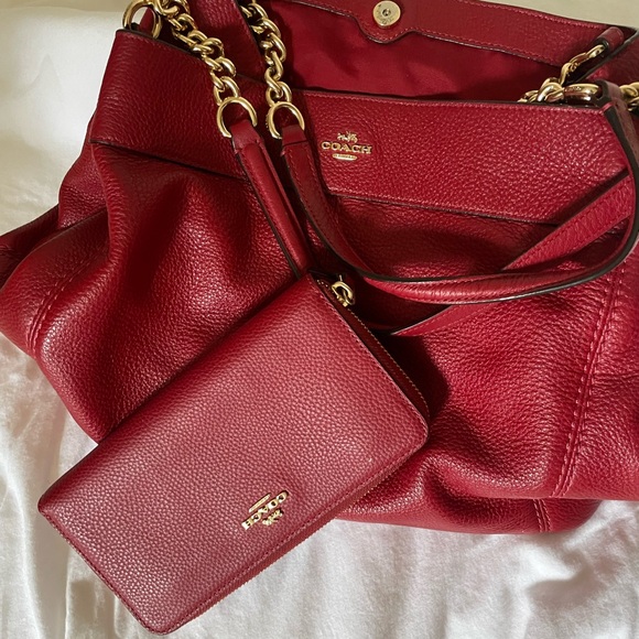 Coach Red Leather Women's Bag - Picture 1 of 5
